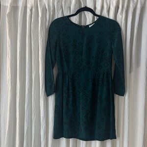 Sunshine & Shadow Dark Teal Geometric Dress